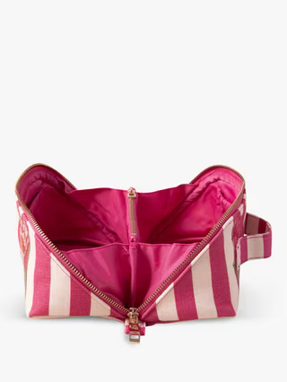 Elizabeth Scarlett Open Flat Makeup Bag -Tulip Stripe Pink Stripe