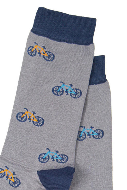 Sock Talk Men's Grey Bike Print Bamboo Socks