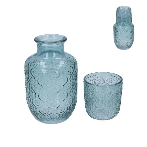 Gisela Graham - Glass Water Carafe Set – Blue Daisy