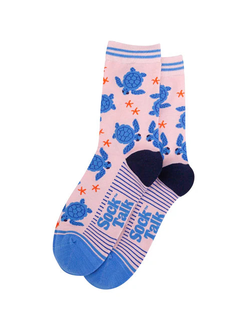 Sock Talk - Sea Turtles Bamboo Socks in Pink