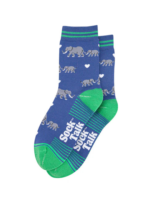 Sock Talk - Baby Elephants Bamboo Socks in Blue
