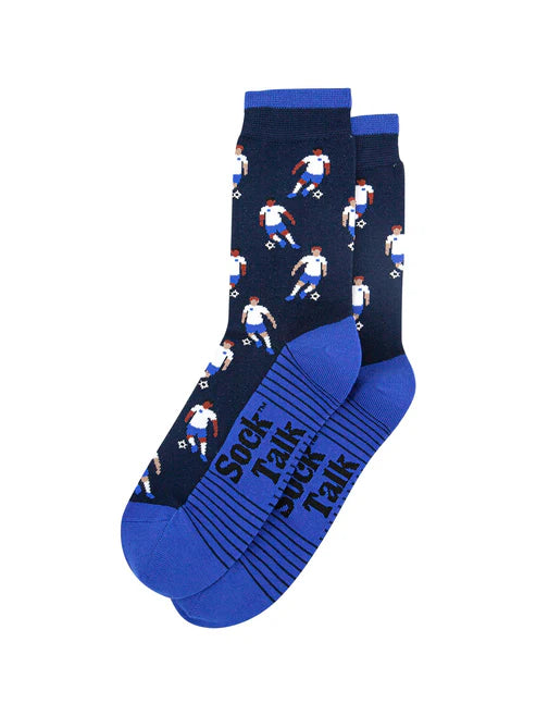 Sock Talk Men's Football Players Bamboo Socks in Navy Blue