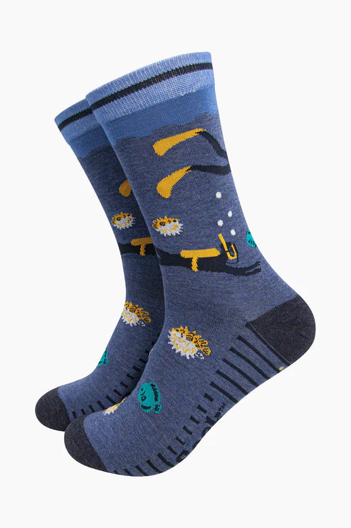Sock Talk Men's Scuba Diver Bamboo Socks - Denim Blue