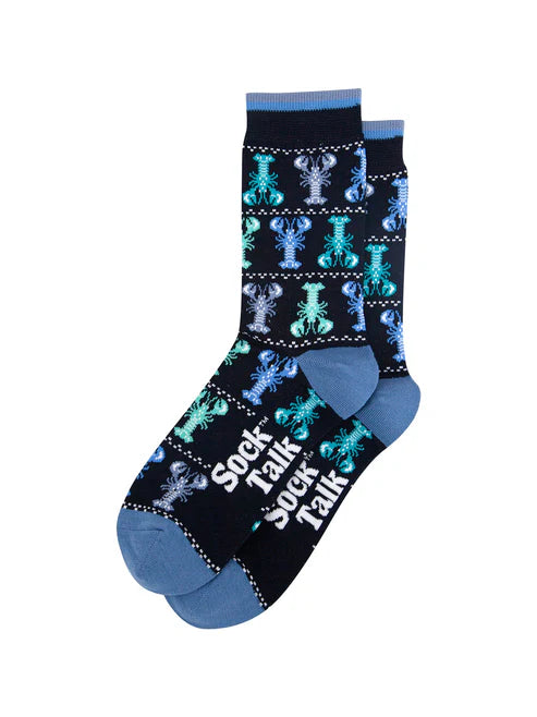 Sock Talk Men's Lobster Fair Isle Bamboo Socks in Navy Blue