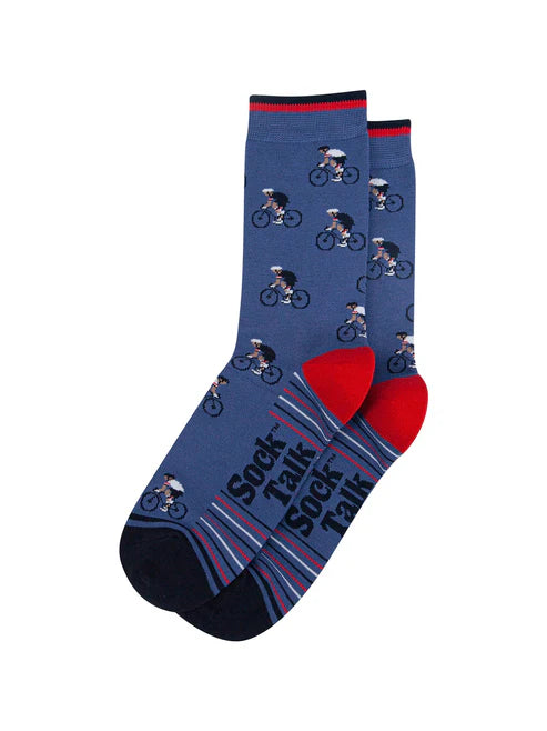 Sock Talk Men's Racing Cyclists Bamboo Socks in Blue