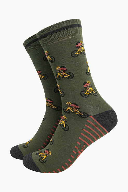 Sock Talk Men's Mountain Bikers Bamboo Socks - Khaki