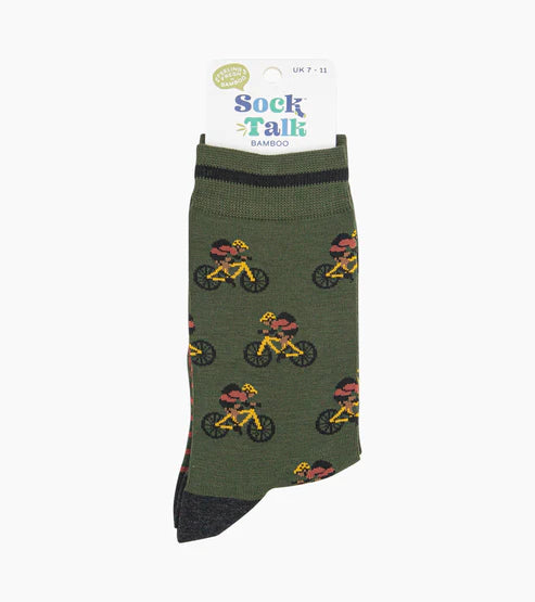 Sock Talk Men's Mountain Bikers Bamboo Socks - Khaki