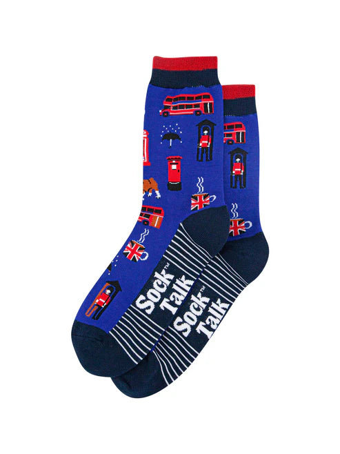 Sock Talk Men's London Landmarks Bamboo Socks in Royal Blue