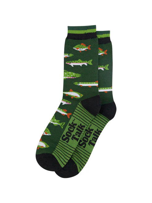Sock Talk Men's River Fishing Bamboo Socks in Green