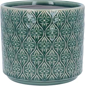 Gisela Graham - Green Trellis Flower Stoneware Pot Cover