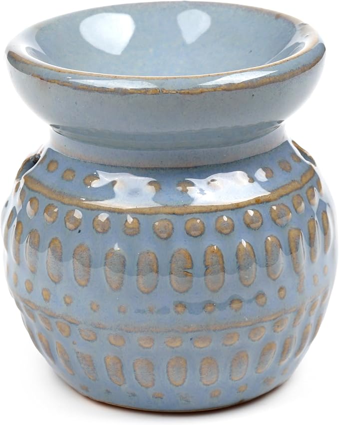 Eden Small Dotty Embossed Oil Burner - Light blue Wax Melt