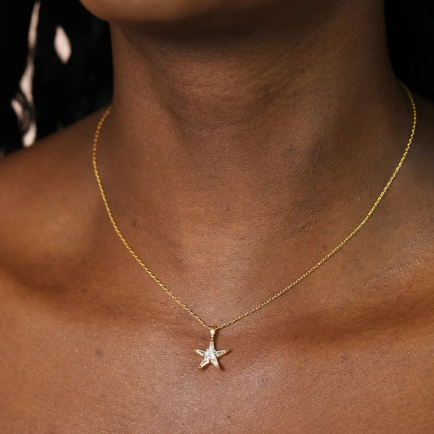 Lisa Angel Crystal Star Pendant Necklace in Gold