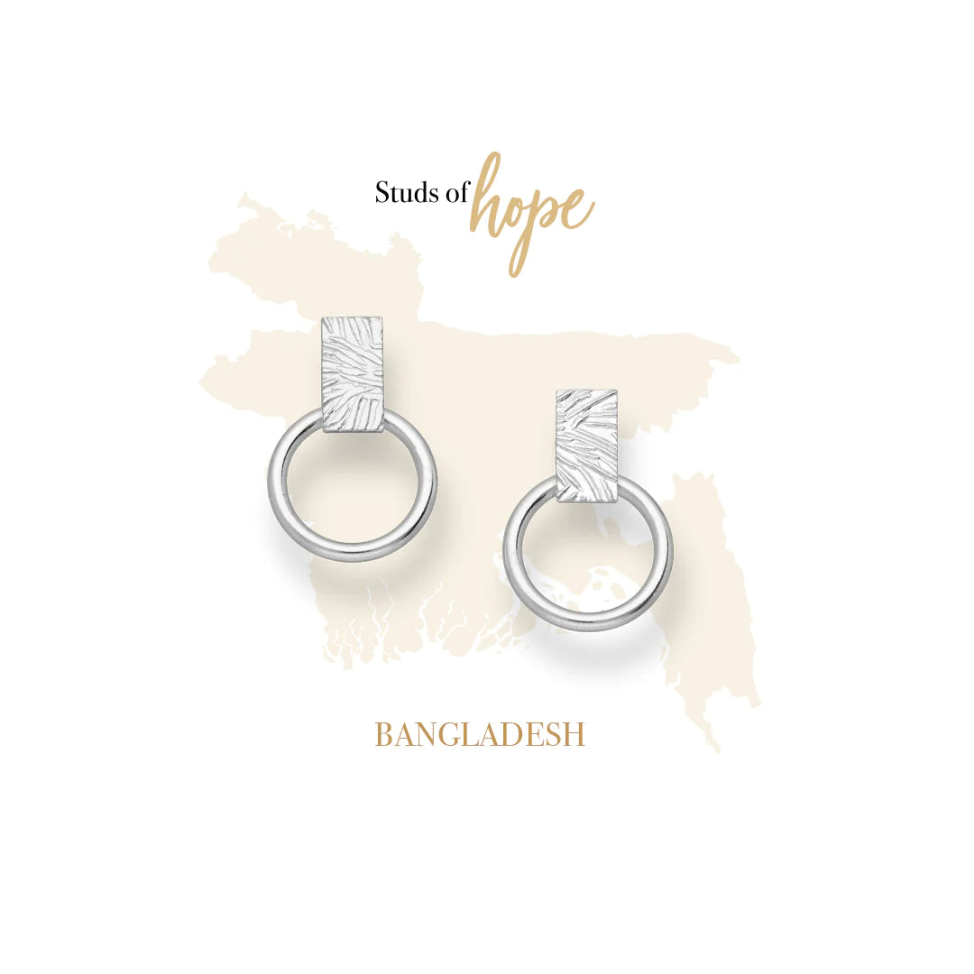 Vurchoo Silver Contrasting Chunky Stud Earrings - Bangladesh