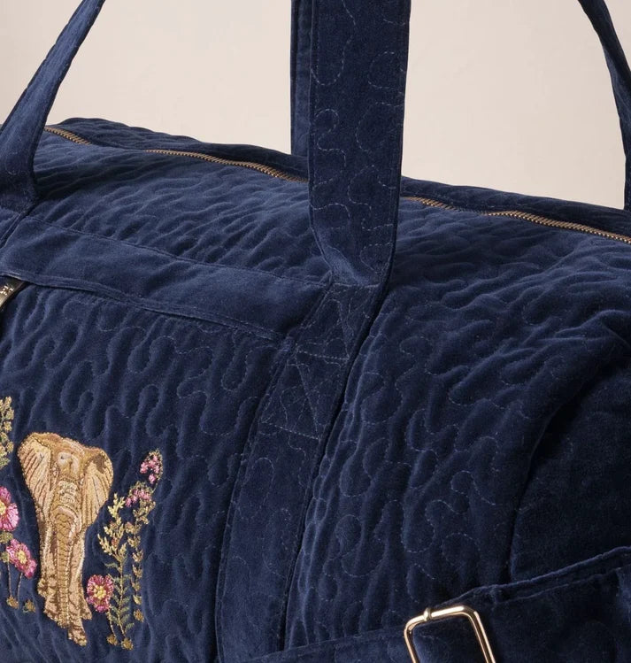 Elizabeth Scarlett - Botanical Elephant Velvet Overnight Bag