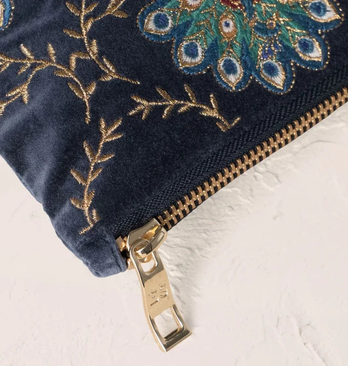 Elizabeth Scarlett - Botanical Peacock Velvet Everyday Pouch