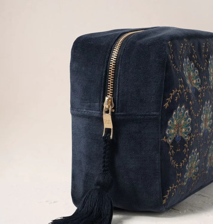 Elizabeth Scarlett - Botanical Peacock Velvet Wash Bag