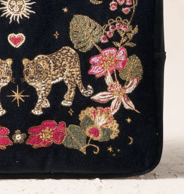 Elizabeth Scarlett - Celestial Leopard Velvet Wash Bag