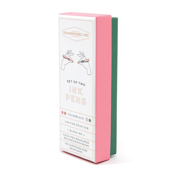 Colour block pens - red orange and emerald