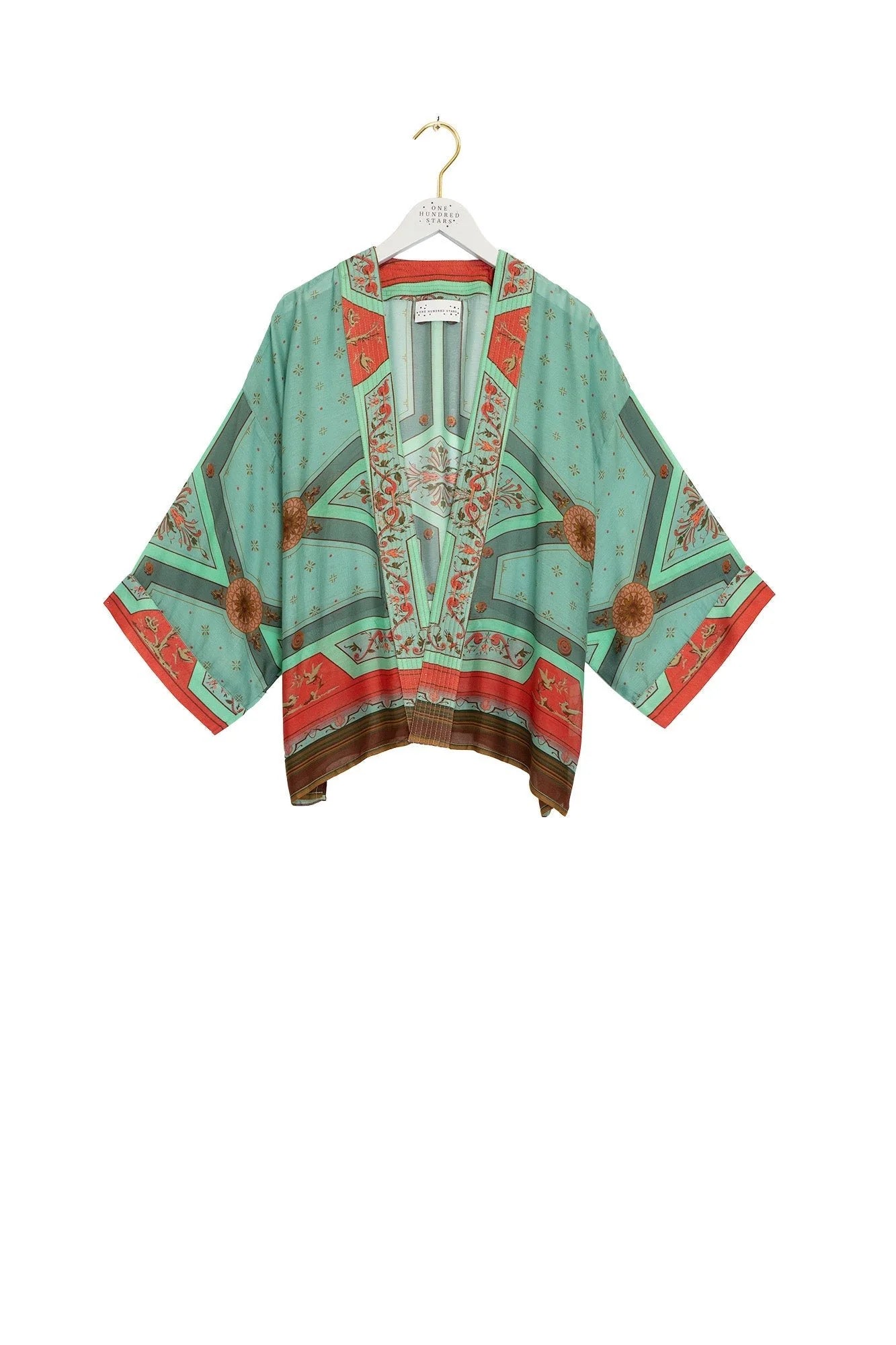 One Hundred Stars - Fleur De Lys Aqua Kimono