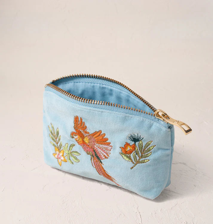 Elizabeth Scarlett Flying Parrots Coin Purse - French Blue