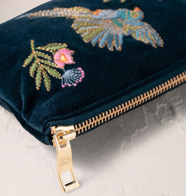 Elizabeth Scarlett Flying Parrots Coin Purse - Ink Blue