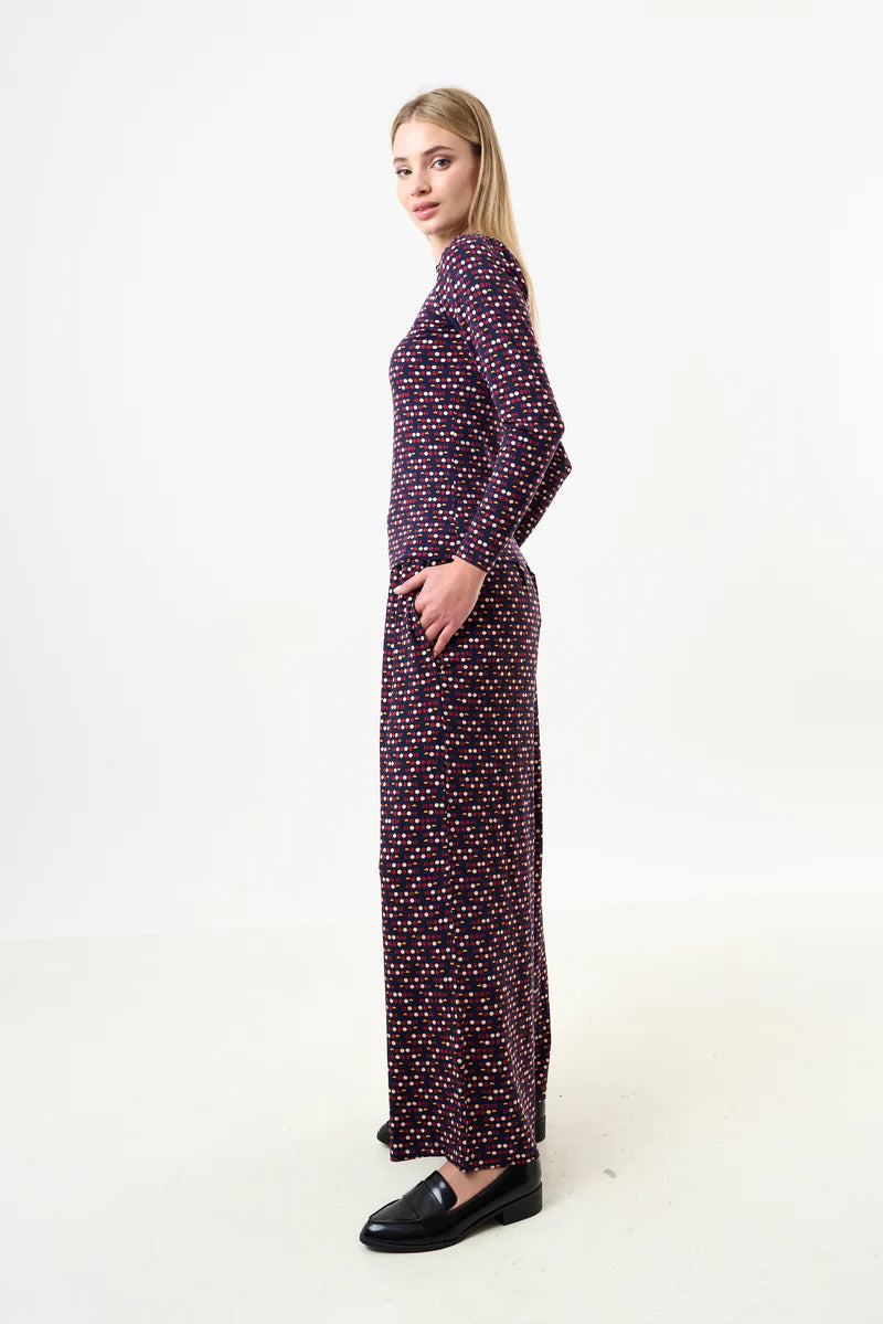 Louche London Foster Retro Dots Print Jersey Trouser