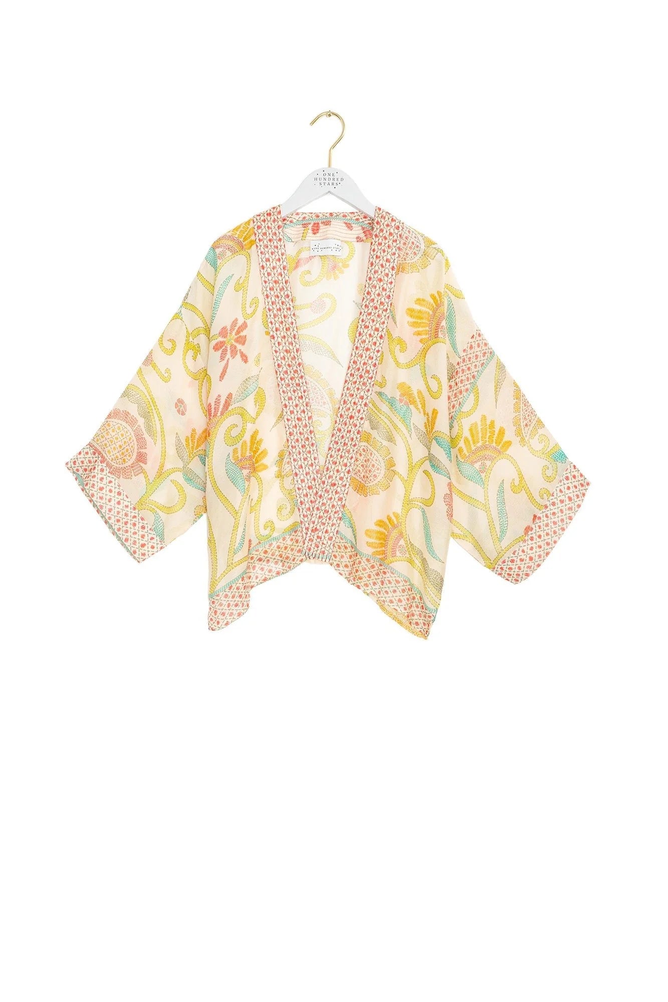 Giant Kantha Lime Kimono - One Hundred Stars