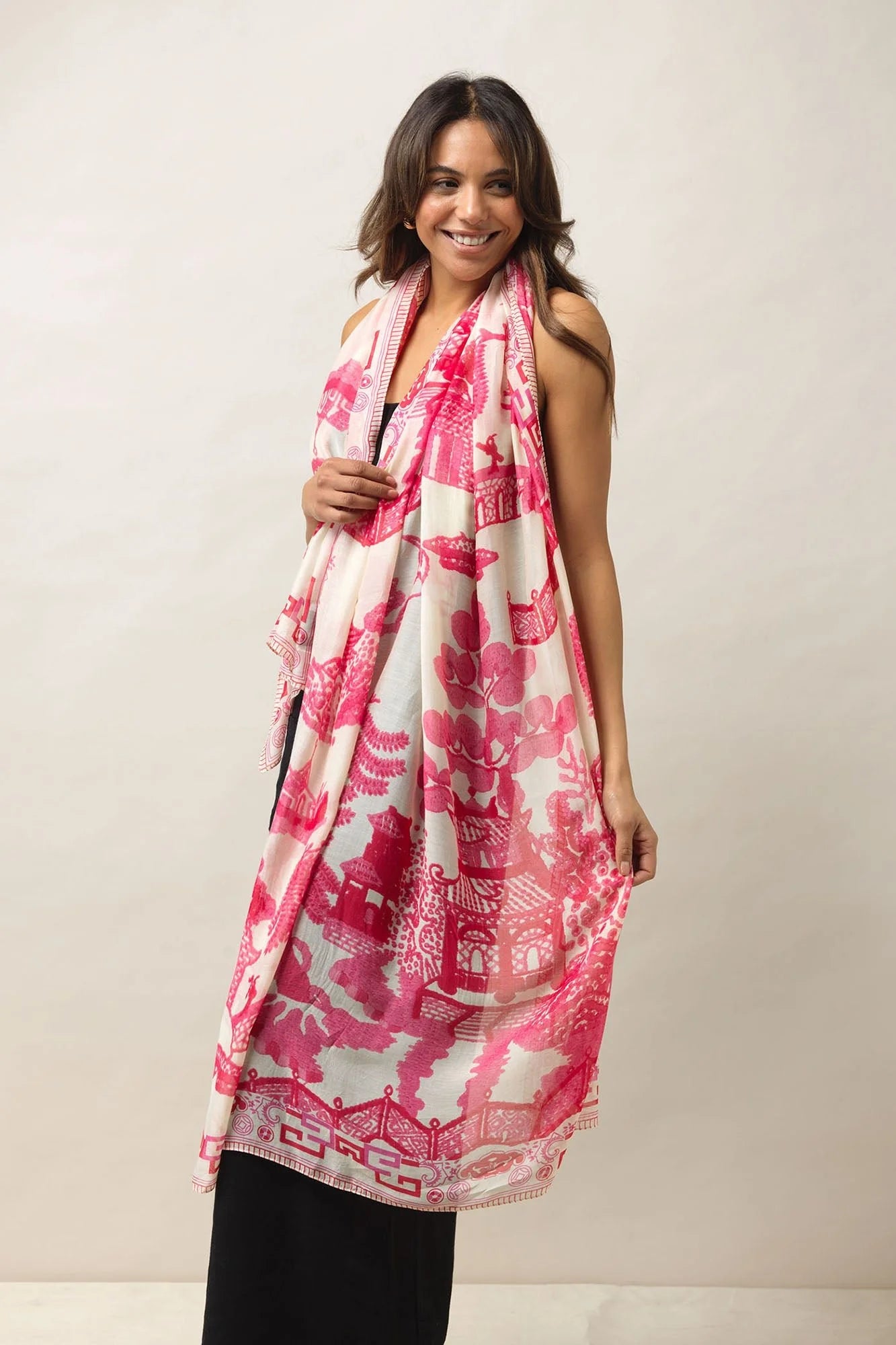 Giant Willow Fuchsia Pink Scarf - One Hundred Stars