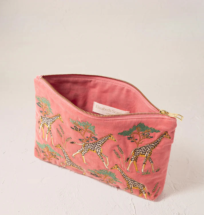 Elizabeth Scarlett Giraffe Herd Everyday Pouch - Coral
