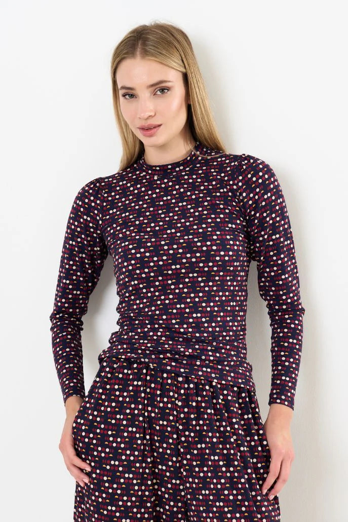 Louche - Gilly Retro Dots Print Long Sleeve Top