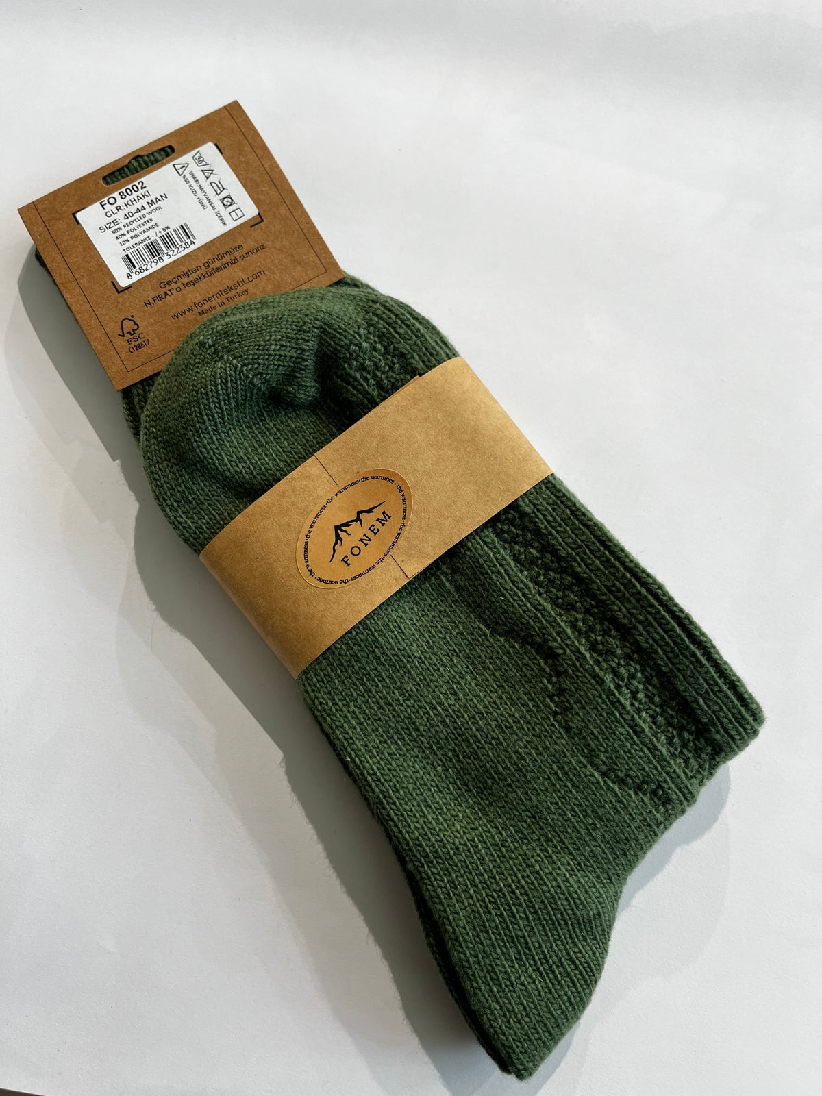 Fonem Men's Ribbed Wool Socks - Green