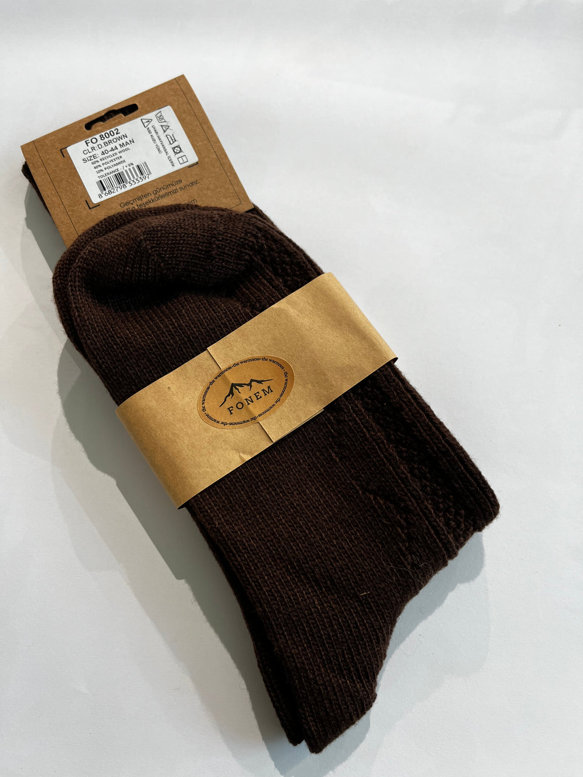 Fonem Men's Ribbed Wool Socks - Brown