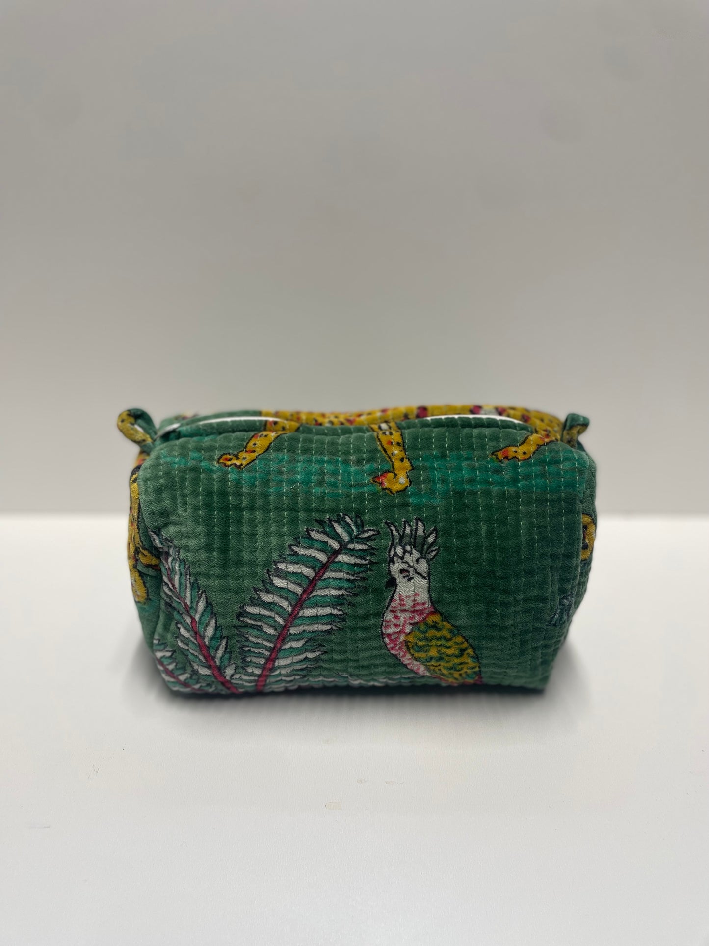 CYC Jungle Green Velvet Wash Bag - Medium