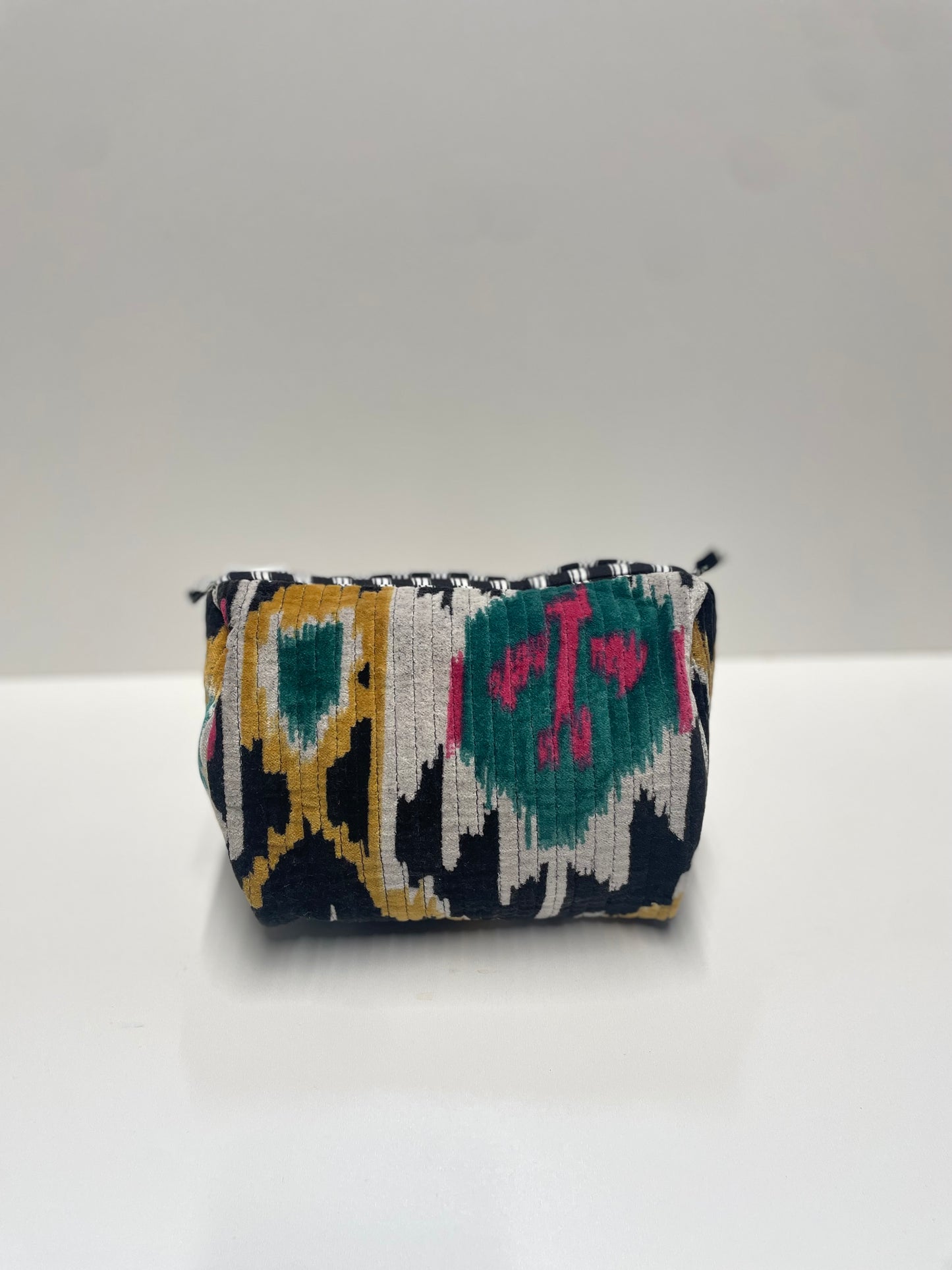 CYC Ikat Black Velvet Wash Bag - Medium