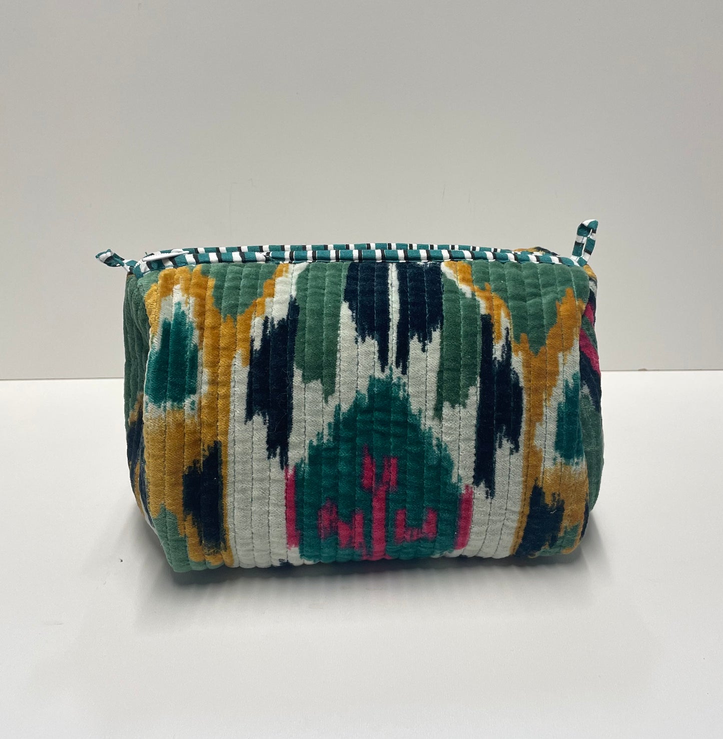 CYC Ikat Green Velvet Wash Bag - Medium