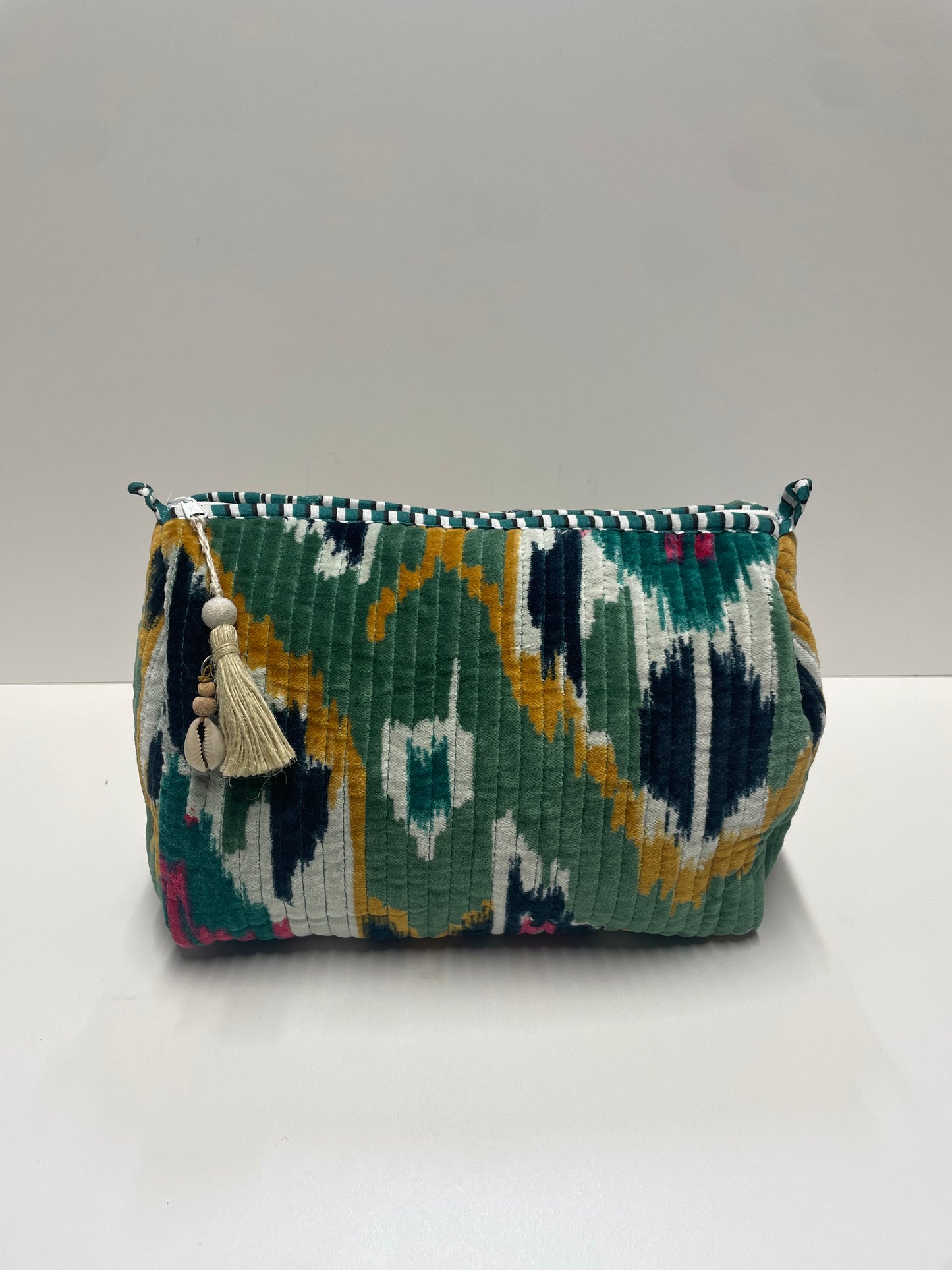CYC Ikat Green Velvet Wash Bag - Large