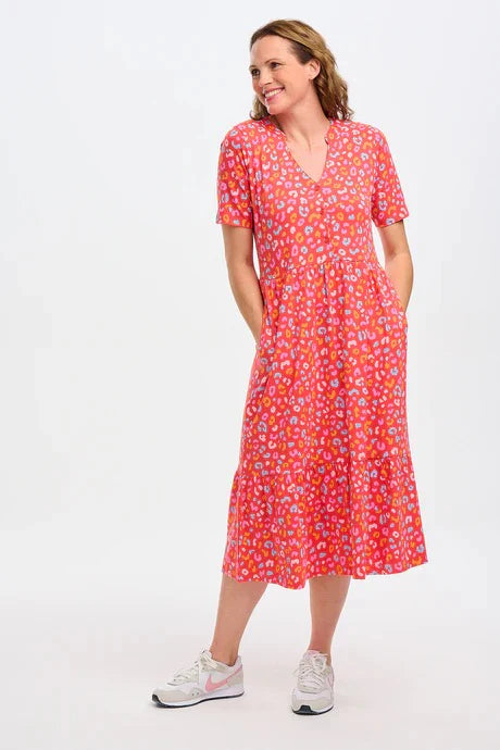 SugarHill Brighton Heather Jersey Midi Smock Dress - Red