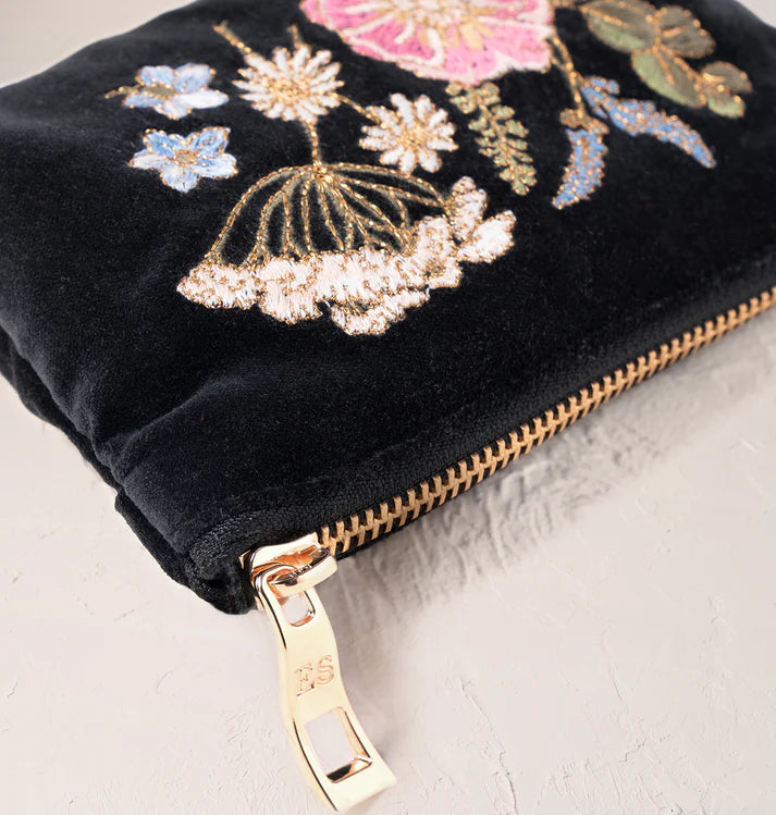 Elizabeth Scarlett Pressed Flowers Coin Purse - Charcoal