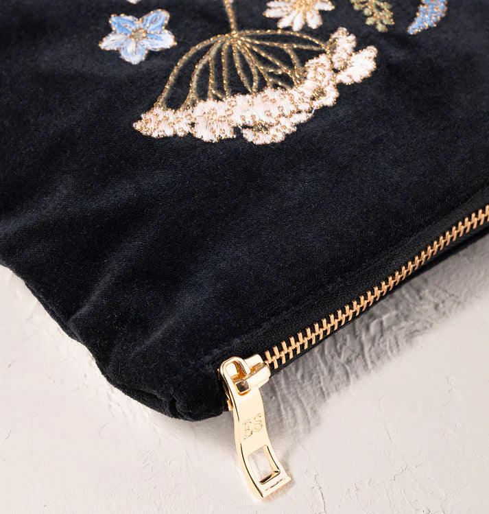 Elizabeth Scarlett Pressed Flowers Mini Pouch - Charcoal