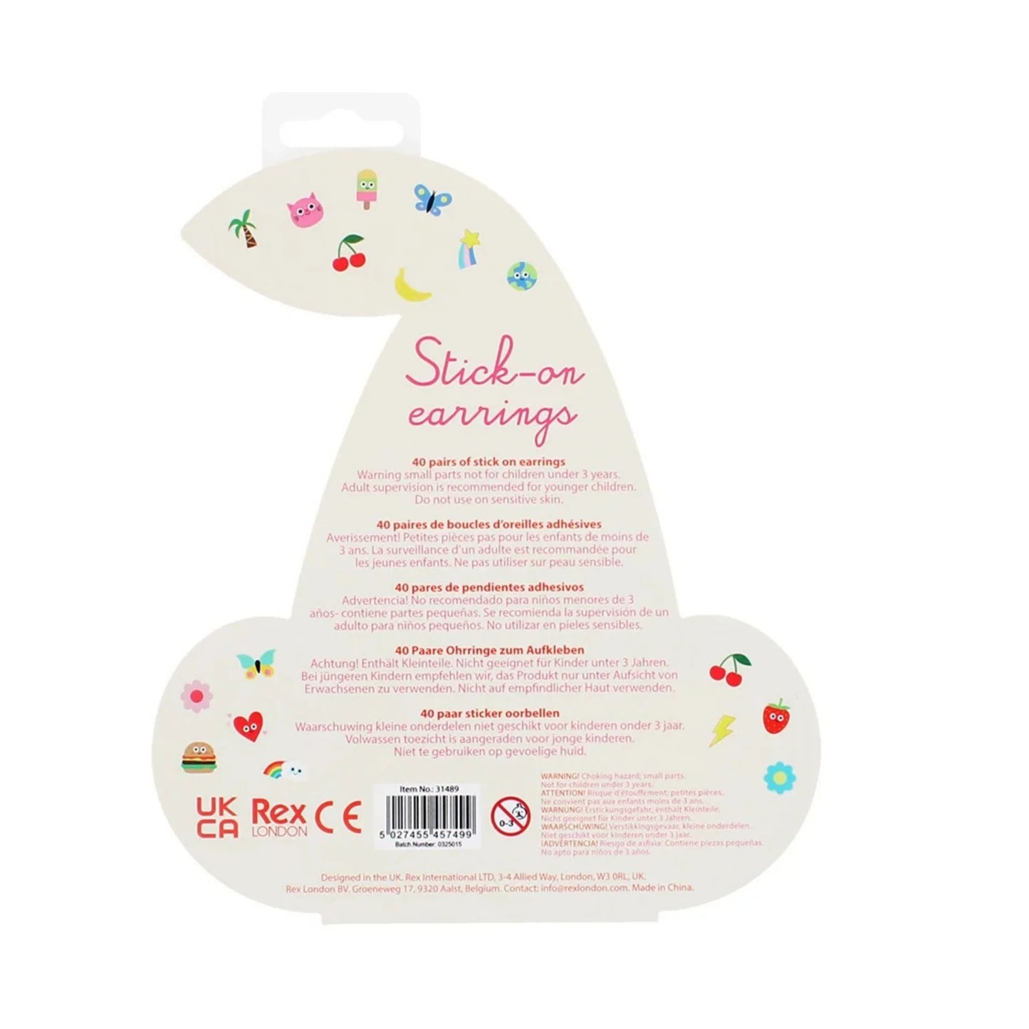 Rex London Stick On Earrings - Cherry