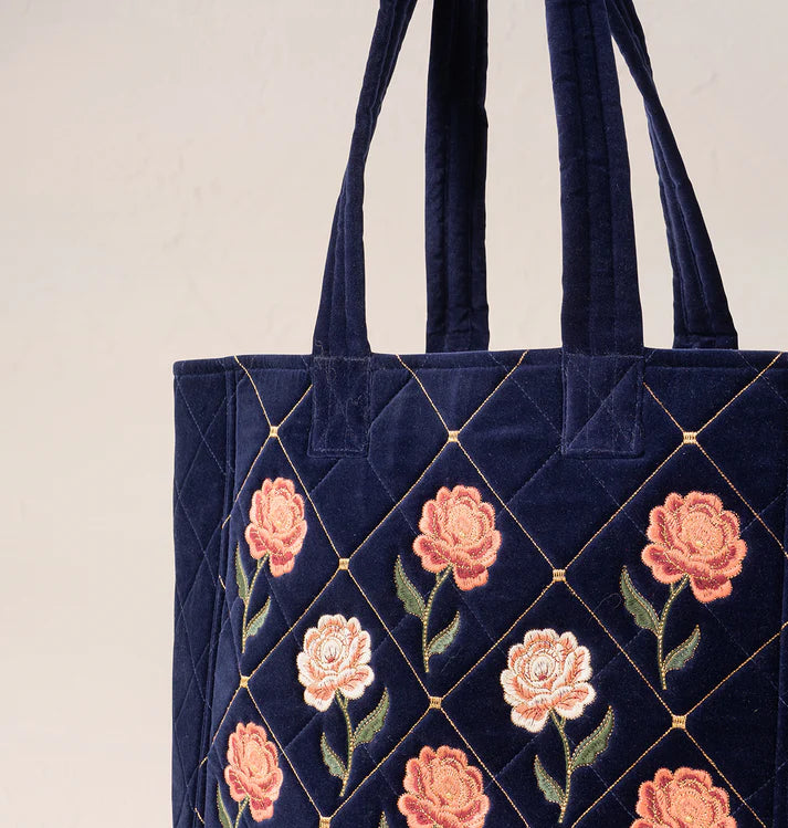 Elizabeth Scarlett Rose Velvet Tote Bag