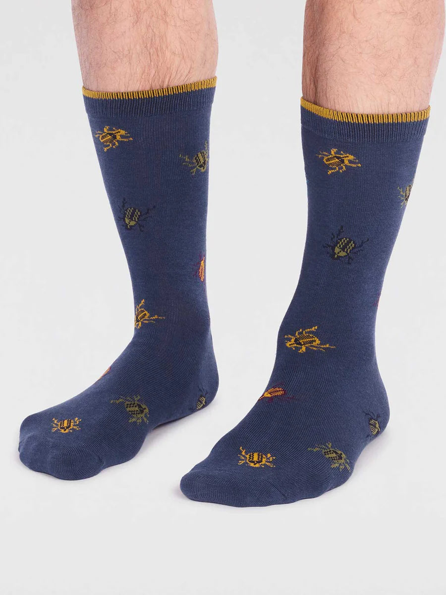 Men's Brody Bamboo Bug Socks - Slate Blue