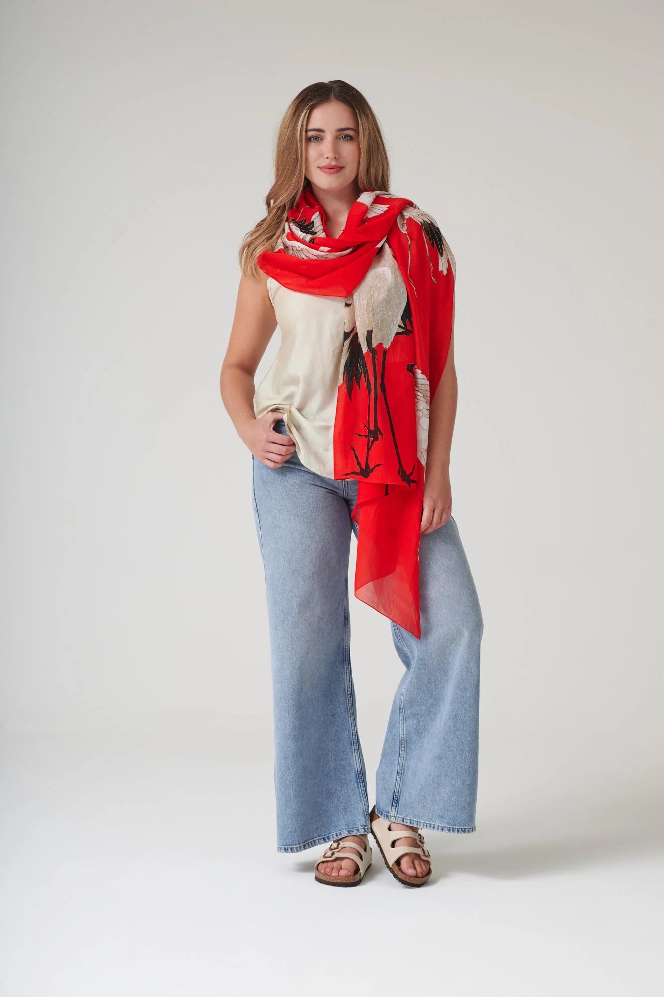 Stork Scarlet Scarf- One Hundred Stars