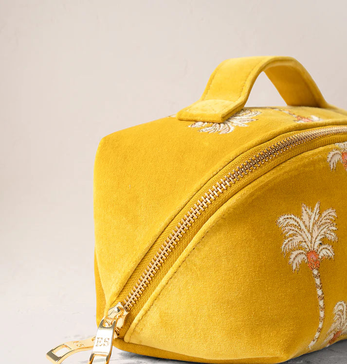 Elizabeth Scarlett Sunrise Palms Open Flat Makeup Bag - Mustard Yellow