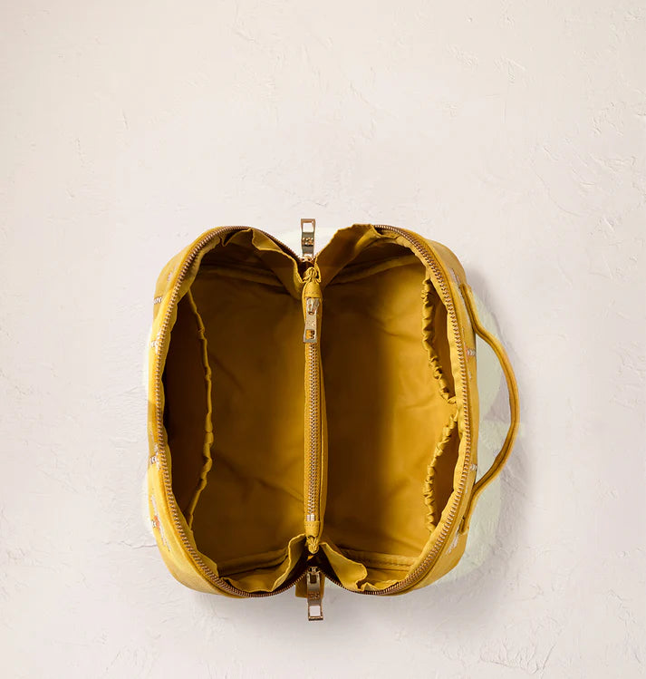 Elizabeth Scarlett Sunrise Palms Open Flat Makeup Bag - Mustard Yellow