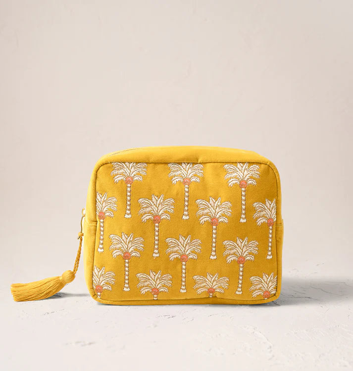 Elizabeth Scarlett Sunrise Palms Wash Bag - Mustard Yellow