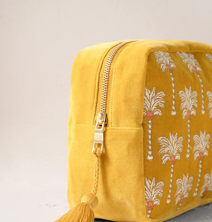 Elizabeth Scarlett Sunrise Palms Wash Bag - Mustard Yellow