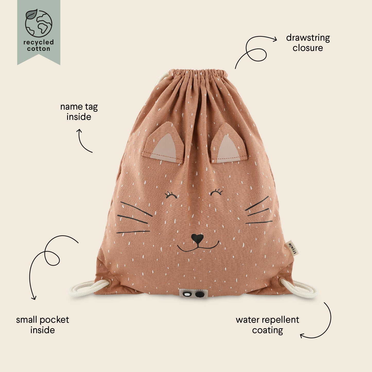 Trixie Drawstring Bag - Cat