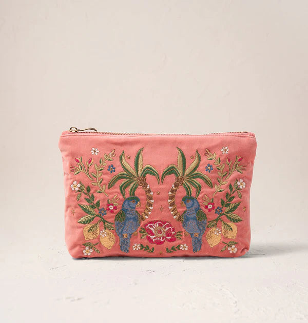 Elizabeth Scarlett Tropical Parrot Everyday Pouch - Coral