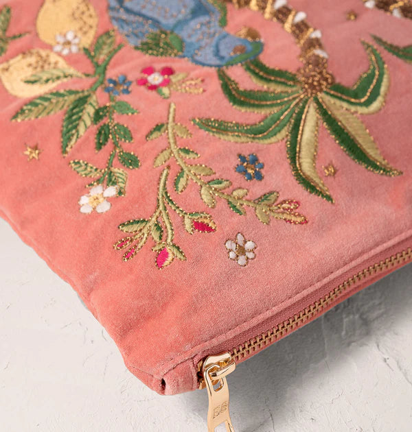 Elizabeth Scarlett Tropical Parrot Everyday Pouch - Coral